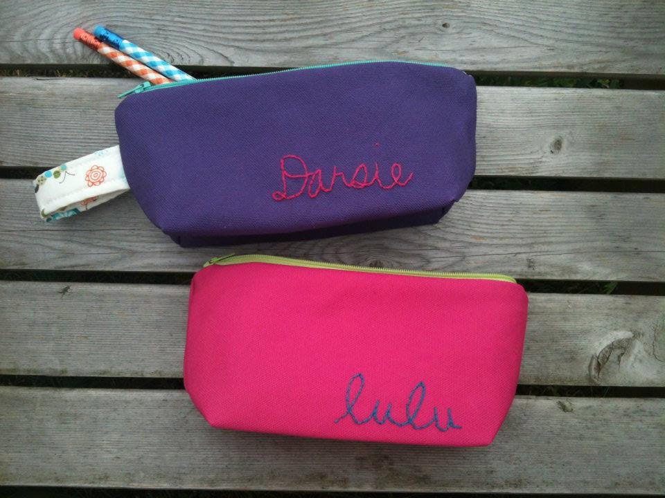 Design Your Own - Embroidered Perfect Pencil Pouch with Zipper and Boxed Bottom