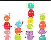 Instant download Digital clip art. for all use, DOODLE STACK, Little Monsters clip art