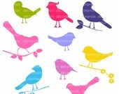 bird clip art , Instant download Digital clip art , silhouette birds clip art , invitations, card making