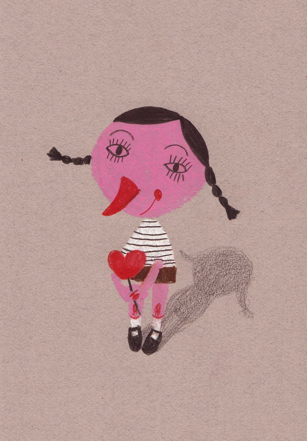 With love from my heart / Original drawing /original illustration made by pastels and colored pencils