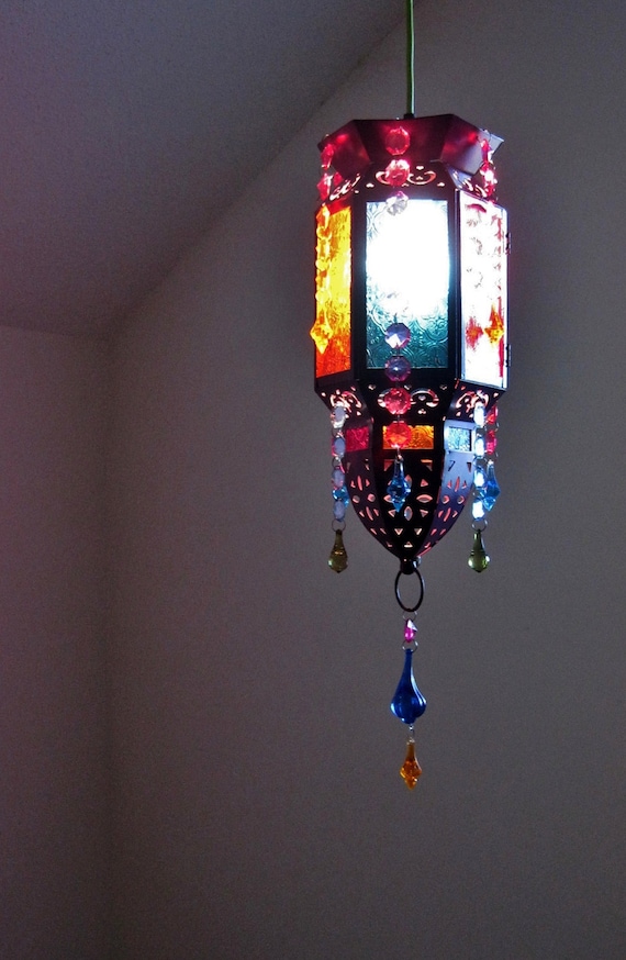 Moroccan Style Gypsy Mutli-Colored Electric Lantern MADE TO ORDER