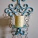 Shabby Sea Scroll Pair Large Chic Candle Wall Sconces in Aquamarine MADE TO ORDER
