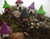 Tiny Town Gnome Home Terrarium Miniature Fairy House Red Brown Green or Purple Roof