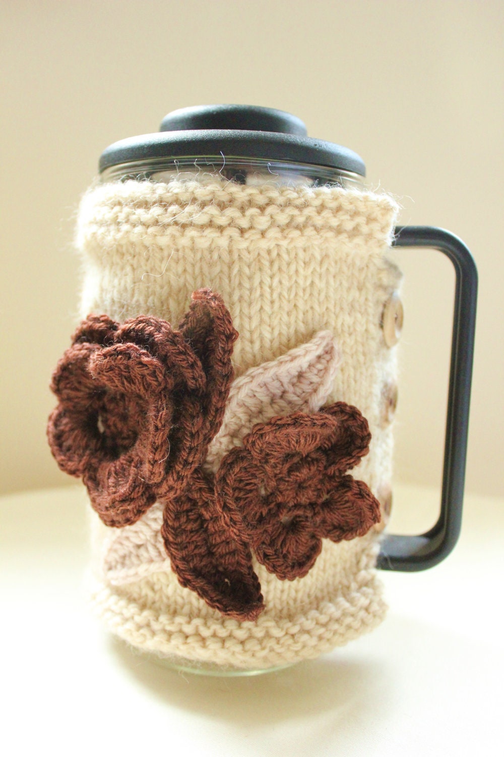 Cafetiere Bodum Coffee Pot Cosy Cover  -  Latte - in luxury organic wool and alpaca mix -  by Tafferty Designs size MEDIUM - Made to Order