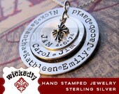 Hand Stamped - Personalized Necklace - Mother Necklace - CAMERON - Brisa Washer w Chloe Double Cup and antique cross personalized necklace