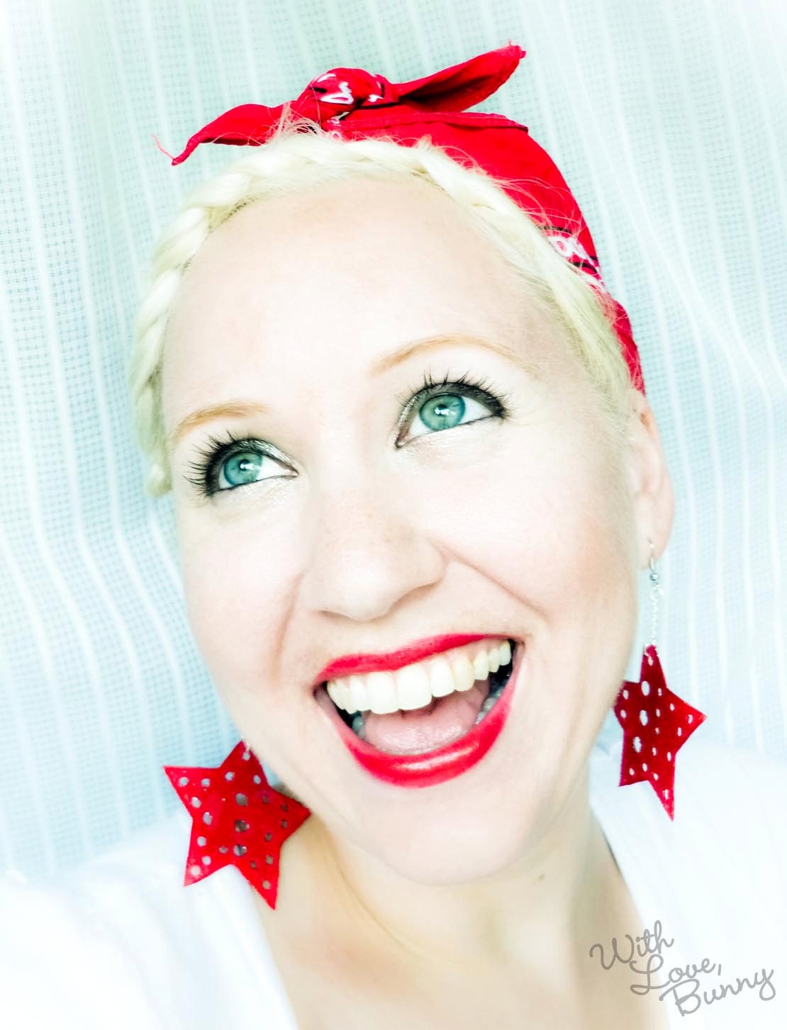 Red Star Earrings - AMERICANA - Hand Punched