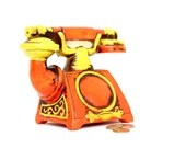1970s Vintage Telephone Bank // Candy Corn Colored