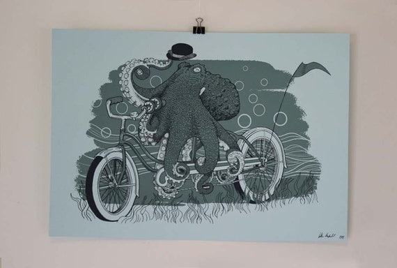 Octopus Bicycle (Octobike) Screen Print