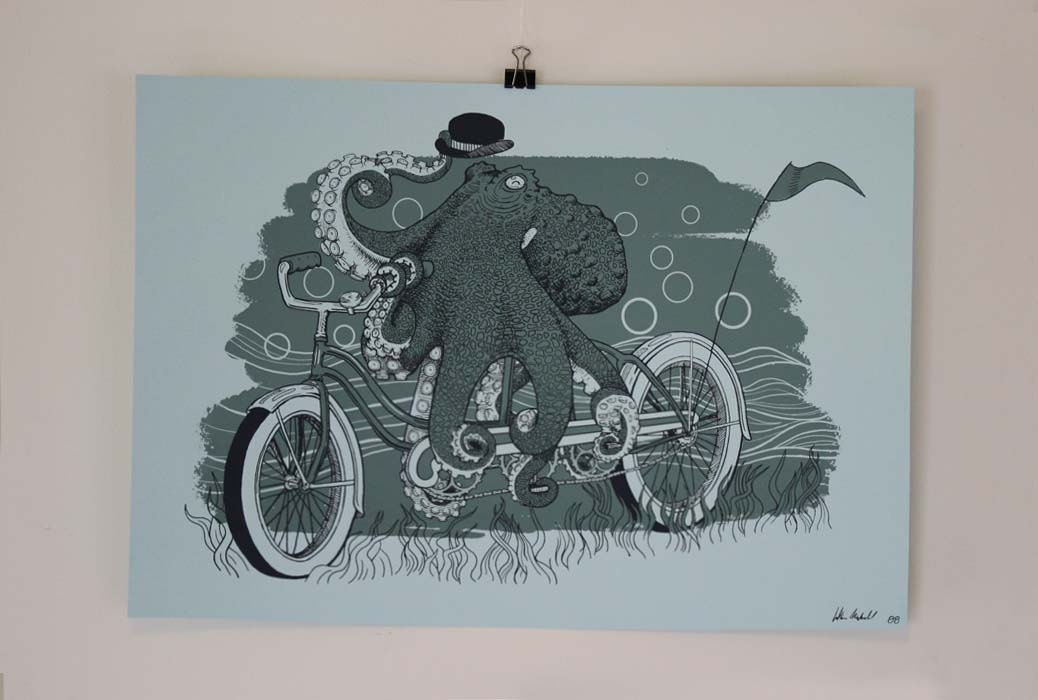 Octopus Bicycle (Octobike) Screen Print