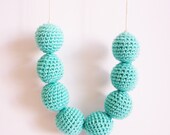 Balls Of Joy - Aqua Crocheted Necklace - Made to Order