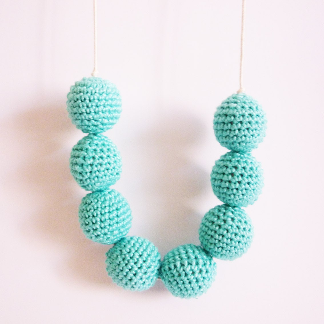 Balls Of Joy - Aqua Crocheted Necklace - Made to Order