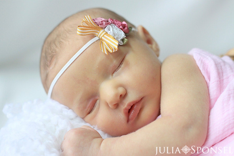 Baby Flower Headband - Rose Flower Trio- Four colors to choose and All Sizes available- Only  FIVE