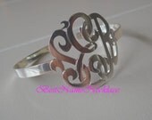 1.25"  Monogram bracelet bangle, sterling silver, your monogrammed initials