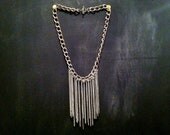 silver thick chain tassle necklace