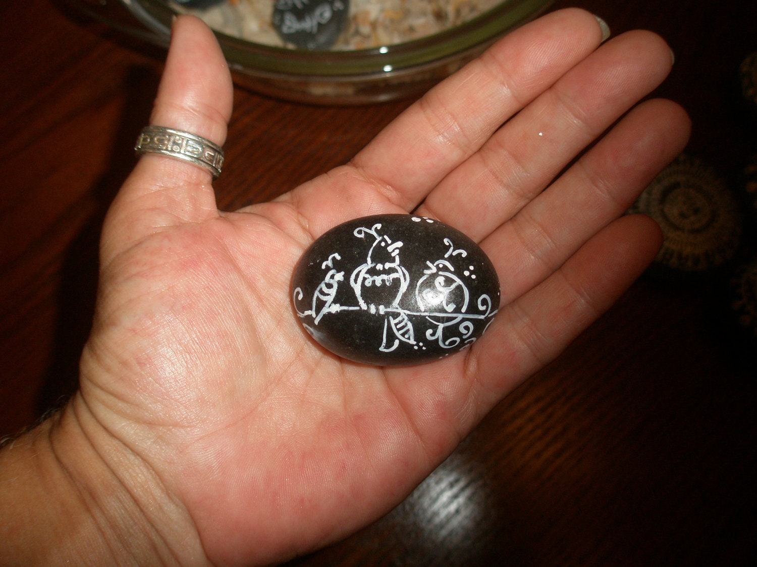 Hand Painted Stone-Birds