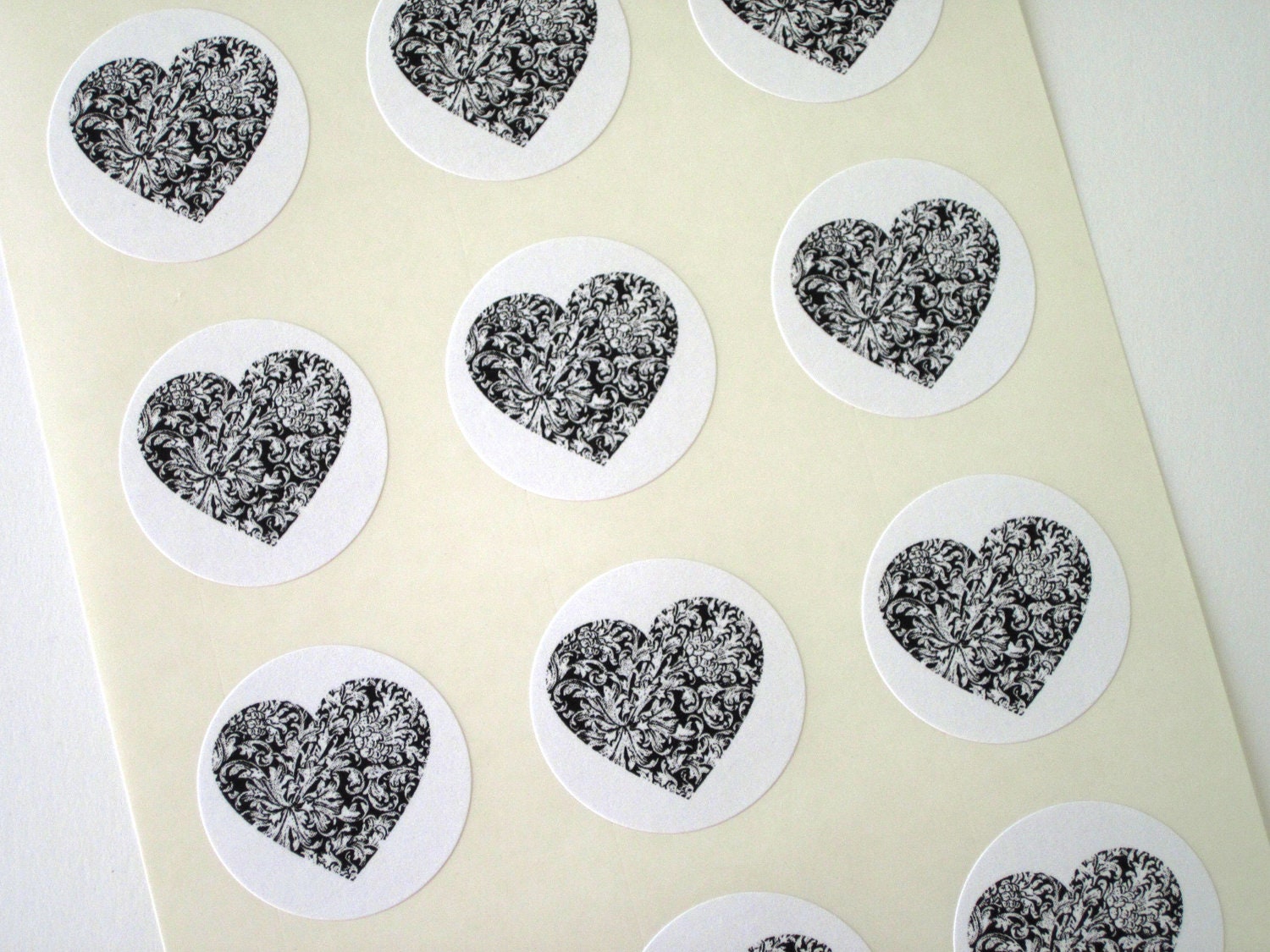 Heart Stickers One Inch Round Seals