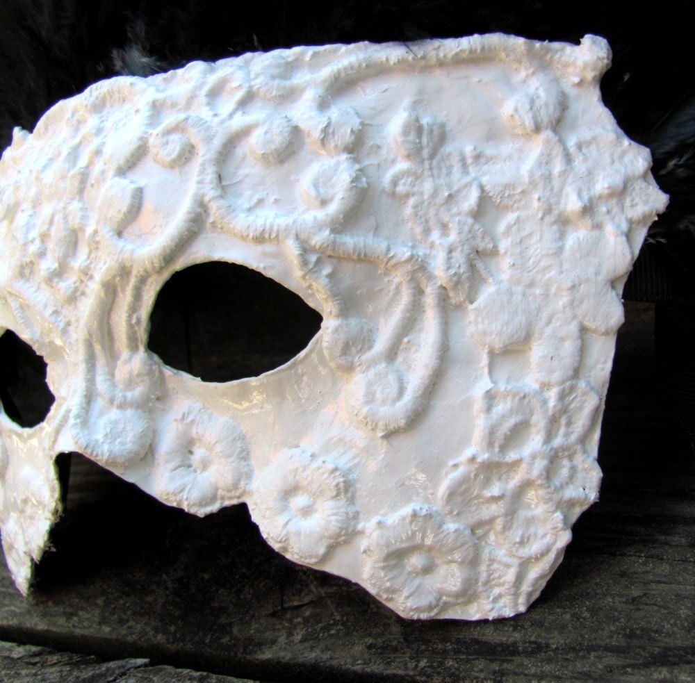 White, Black masquerade mask in ornate Venetian style , Domino II