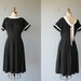 1950s dress / 50s sailor dress / nautical day dress / sailor tie dress / black day dress - size medium