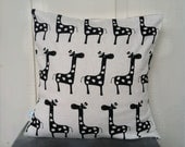 Giraffe Pillow Cover - Bold Graphic - Black and White - 18x18