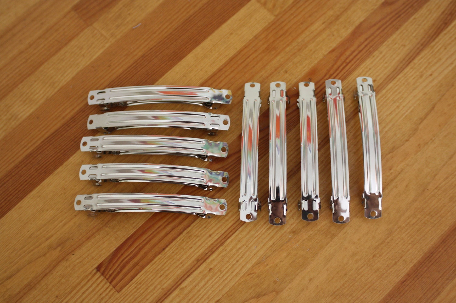 Set of 10 large steel barrettes, 100mm, 4 inch