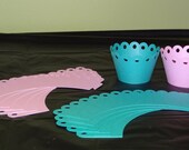 Pink and Teal Cupcake Wrappers - Cupcake Toppers, Cake decorations, Party Supplies