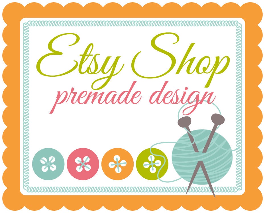 Premade Etsy Shop Banner Avatar Set - Crochet Etsy Premade Design Package - Stitch Sewing and Crochet Design