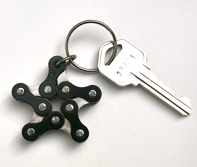BIKE CHAIN KEYCHAIN - Silver and Black