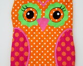 READY TO SHIP, Owl Zip Case, Diaper clutch,  Kindle case, small tablet holder