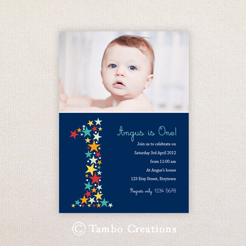 Photo Birthday Invitations. Boys 1st birthday. I Customize, You Print. Il_170x135