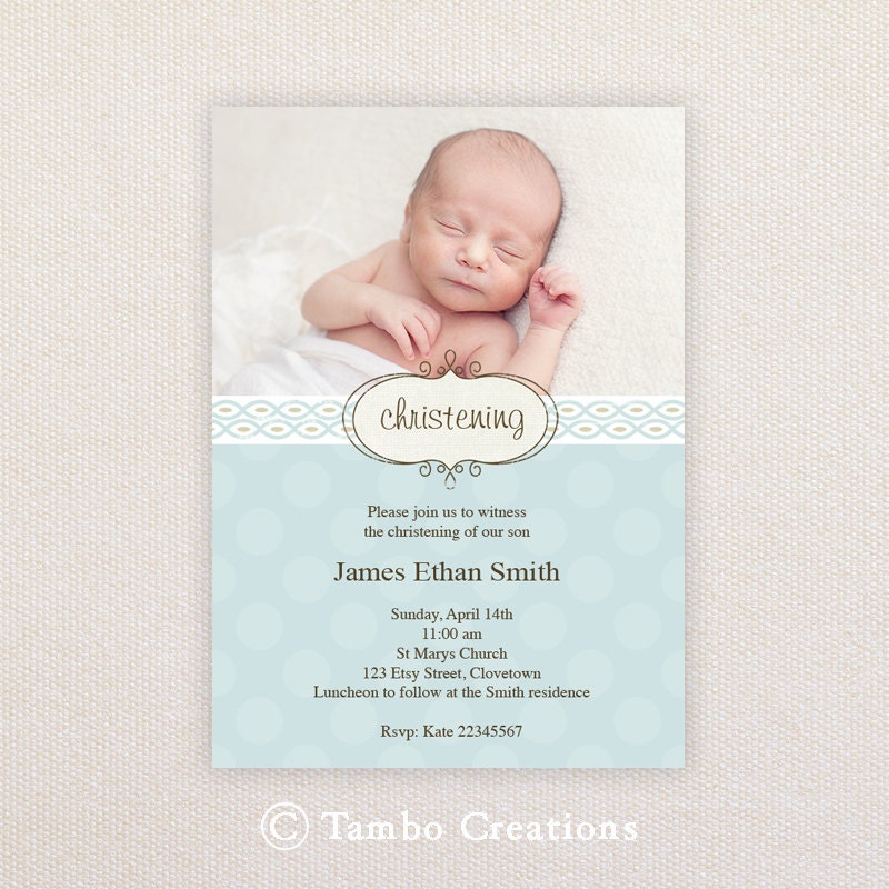 Boys Photo Christening/baptism Invitations. I Customize, You Print. Il_570xn
