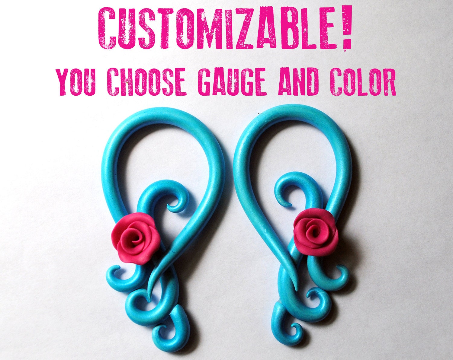 Lace and Roses Gauged Earrings 4g, 2g, 0g, 00g, 7/16", 1/2"