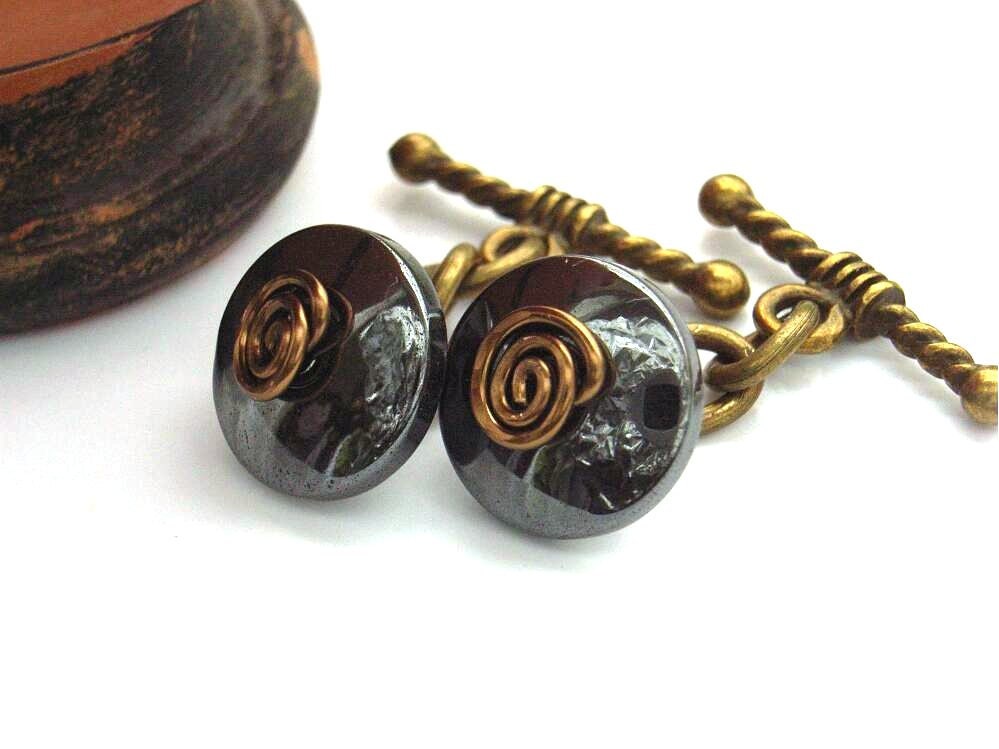 Hematite wire cuff links