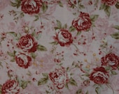 Kilala Antique Roses QMS201205 12A cotton Fabric by  QH Textiles Pink Roses on  Cream