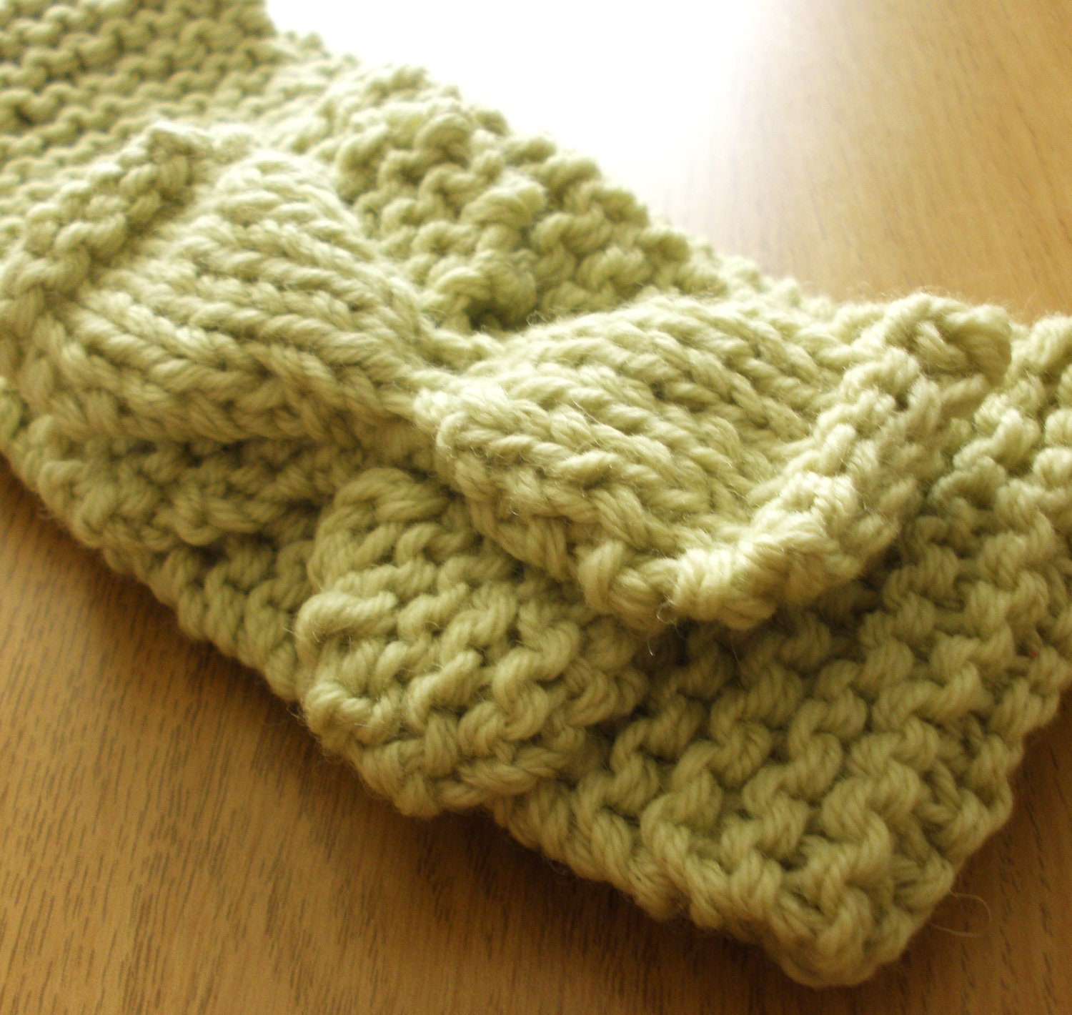 Apple Green Knitted Headband - Naturally Dyed Merino Wool - Womens Organic Fashion Accessory - Winter Ear Warmer