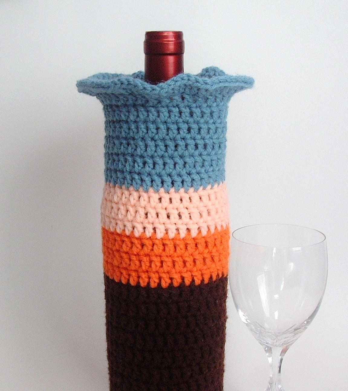 Gift Bag Wine Cozy Espresso Brown Pumpkin Orange Sweet Peach Wedgewood Blue Champagne Bottle Sack Reusable Eco Friendly Hostess Gift