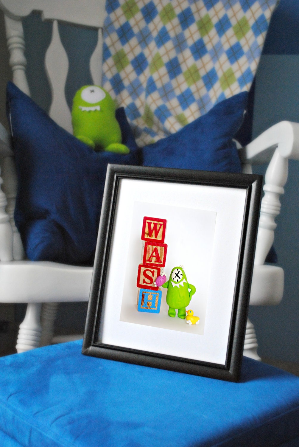 Bathroom Art, Children Decor, Monster Wash your Hands