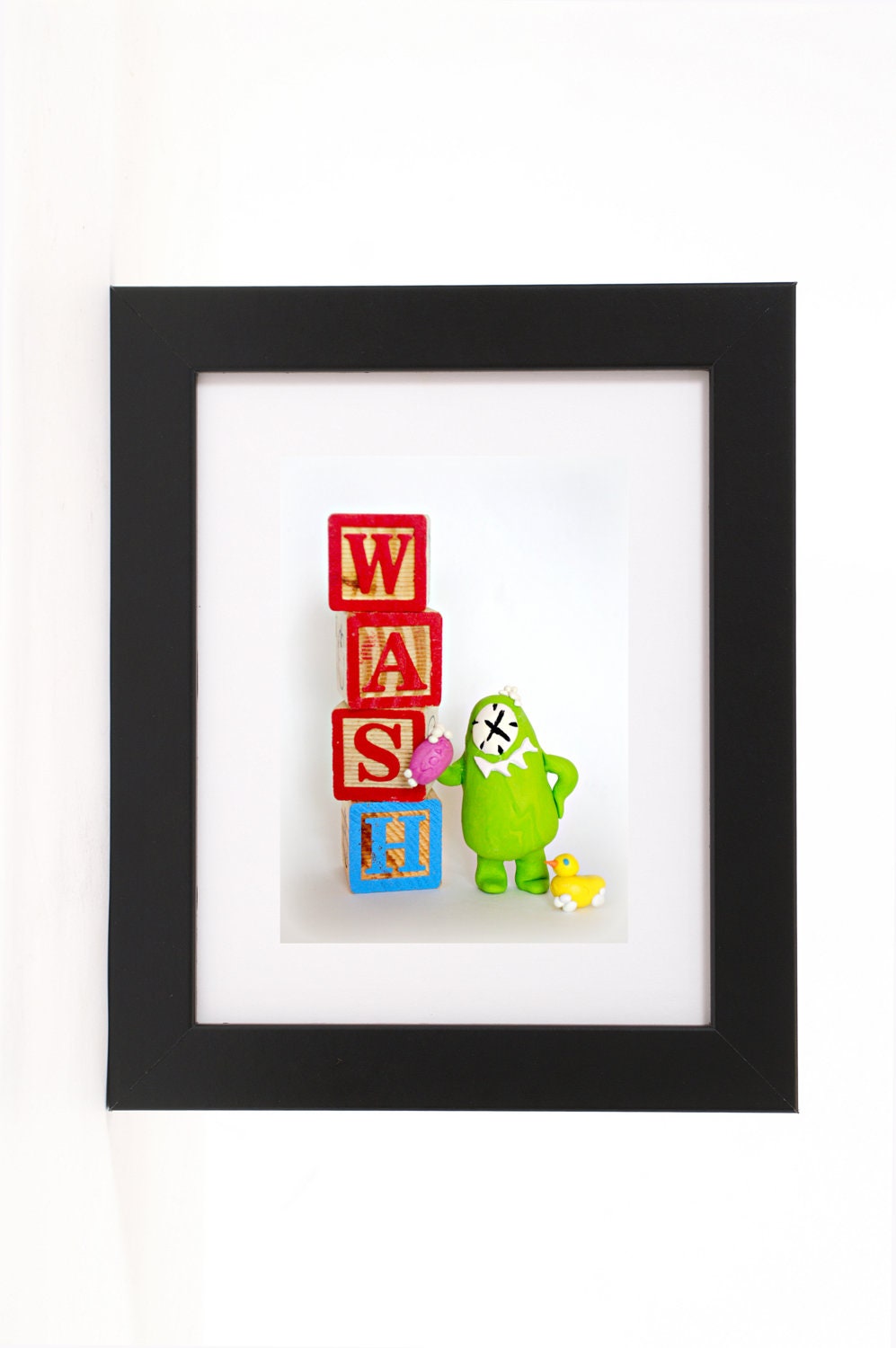 Bathroom Art, Children Decor, Monster Wash your Hands