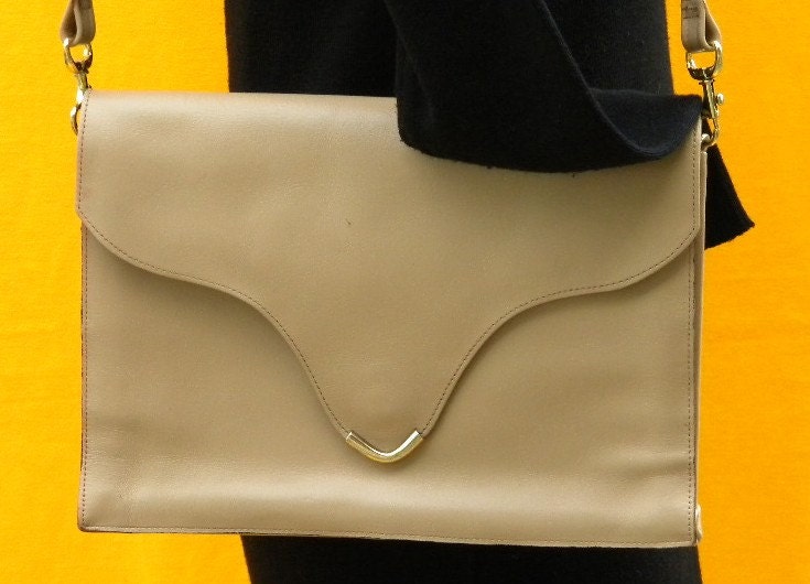 Leather tan clutch purse