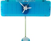 Apple Computer iMac Pendulum Clock from Recycled Keyboard. Teal Puck Mouse too.