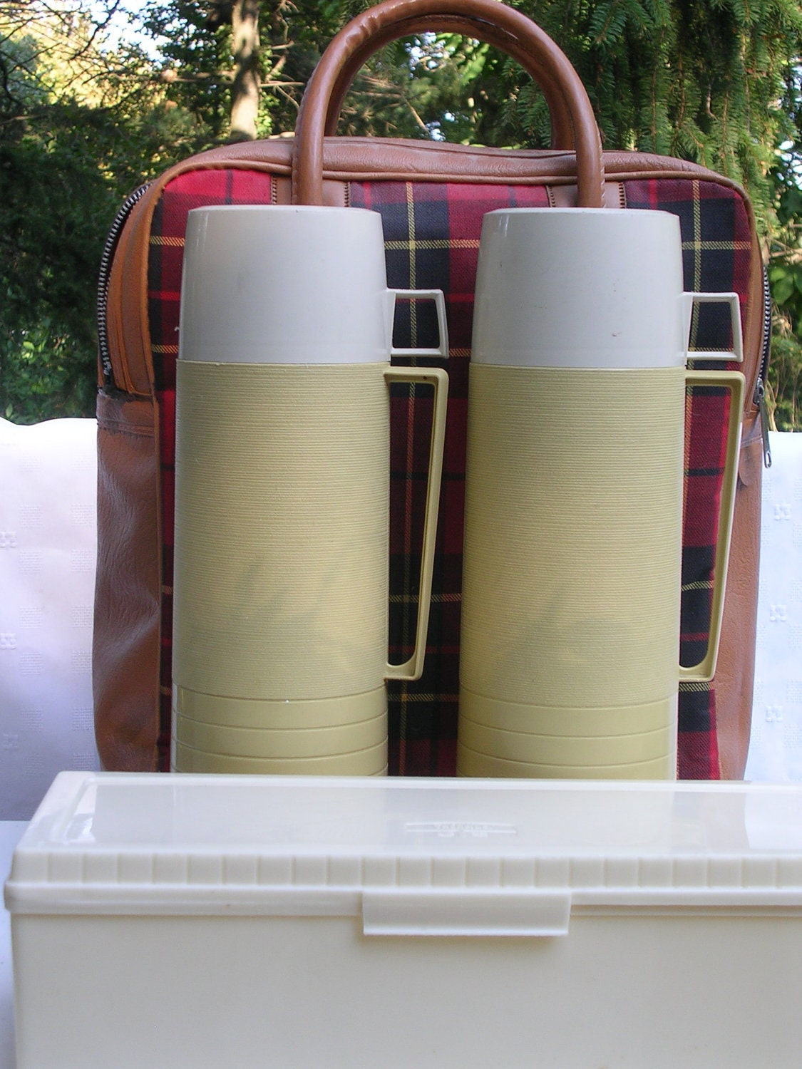 Tartan Picnic Stadium Thermos Sandwich Box Carrying Case