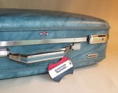 SALE Vintage Super Clean American Tourister Blue Marbled Suitcase