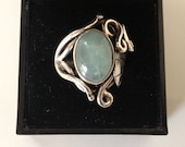 SALE... Exceptional Mermaid's Ring Aquamarine Sterling Silver 925 Art Nouveau Style