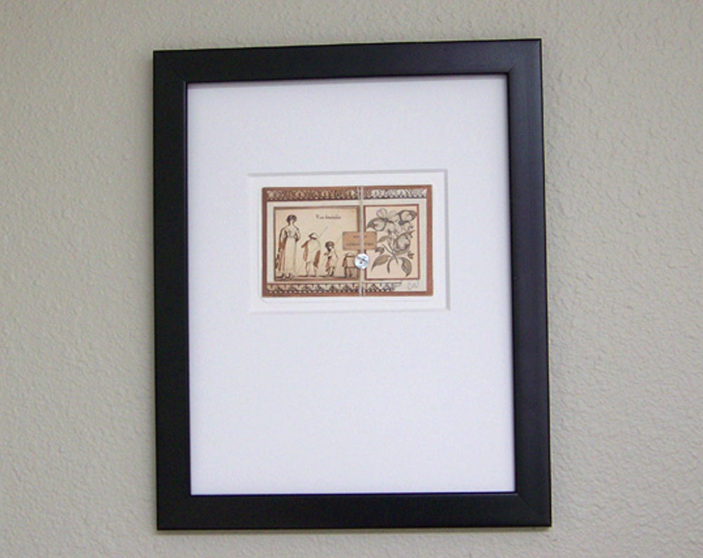 Original Mixed Media Assemblage Wall Decor Art - The Walk Matted to 11x14