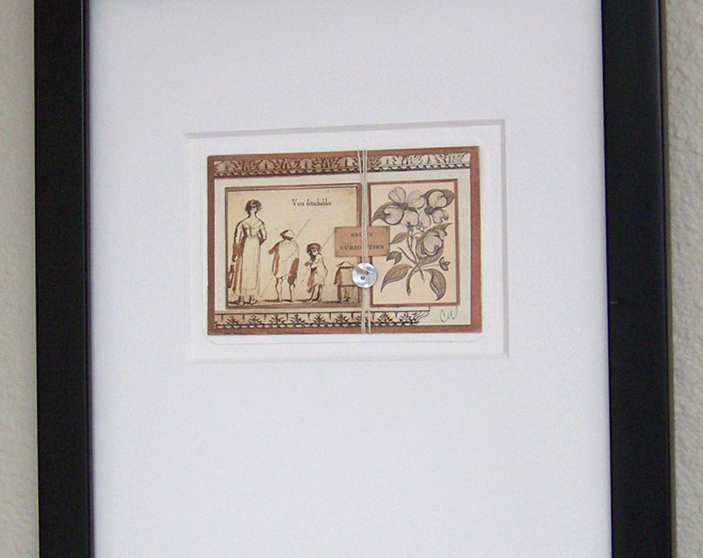 Original Mixed Media Assemblage Wall Decor Art - The Walk Matted to 11x14