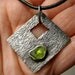 Mens Rustic Pendant with Rough/ Raw Gemstone Personalized - Birch Bark - Initials and/or Date at the back and Leather cord