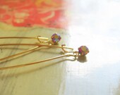 Festive Winter Berry Red Rhinestone Holiday Earrings - Tiny Vintage Ruby Red Rhinestone Dangle Earrings