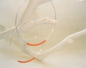 Matte Orange Tangerine Melon Seed Bead Hoop Earrings, Large Silver Plated Earrings, Hoop Earrings, Silver Hoops, Also Available in Gold
