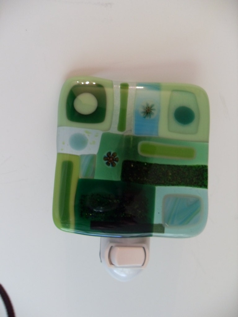 Green Fused glass night light