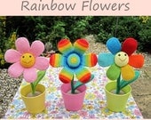 Instant Download PDF Crochet Pattern Rainbow Flowers - ENGLISH Instructions