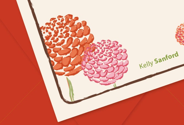 Dahlias / personalized note cards / flowers / stationery /  stationary, set of 8 custom cards